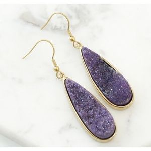 New $50 MSRP Kinsley Armelle Druzy Gold Royal Quartz drop earrings